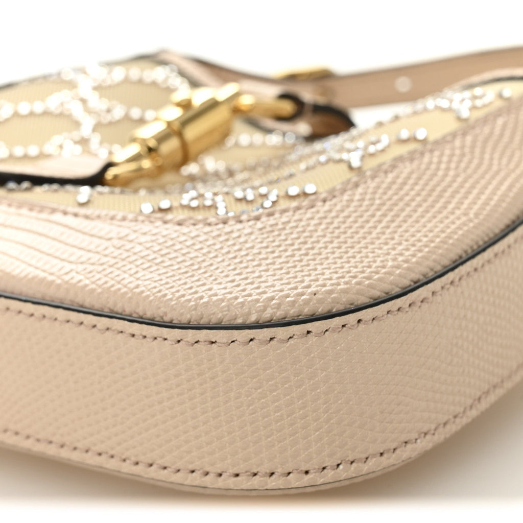 Lizard Mesh Crystal GG Monogram Mini Jackie 1961 Hobo Light Powder Skin Rose