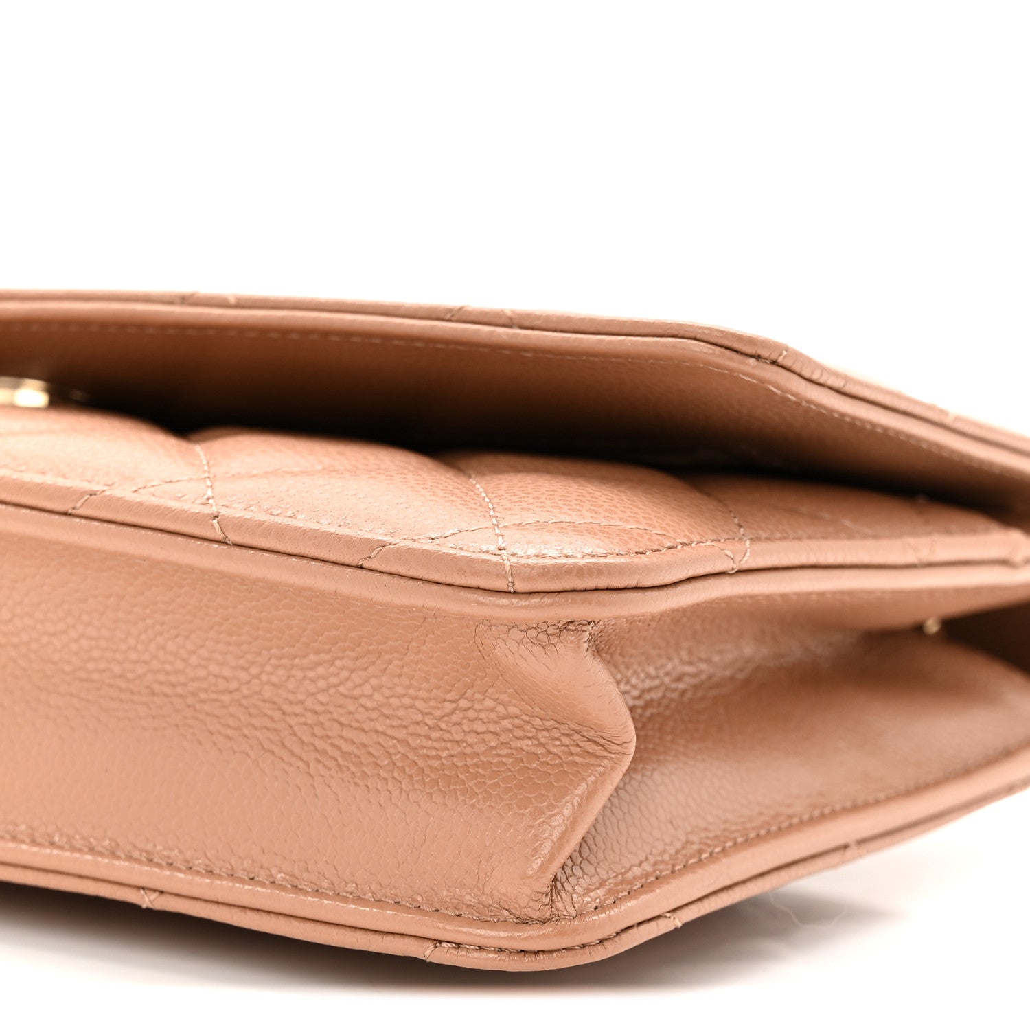 Caviar Quilted Wallet on Chain WOC Dark Beige