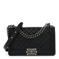 Lambskin Quilted Medium Boy Flap Black
