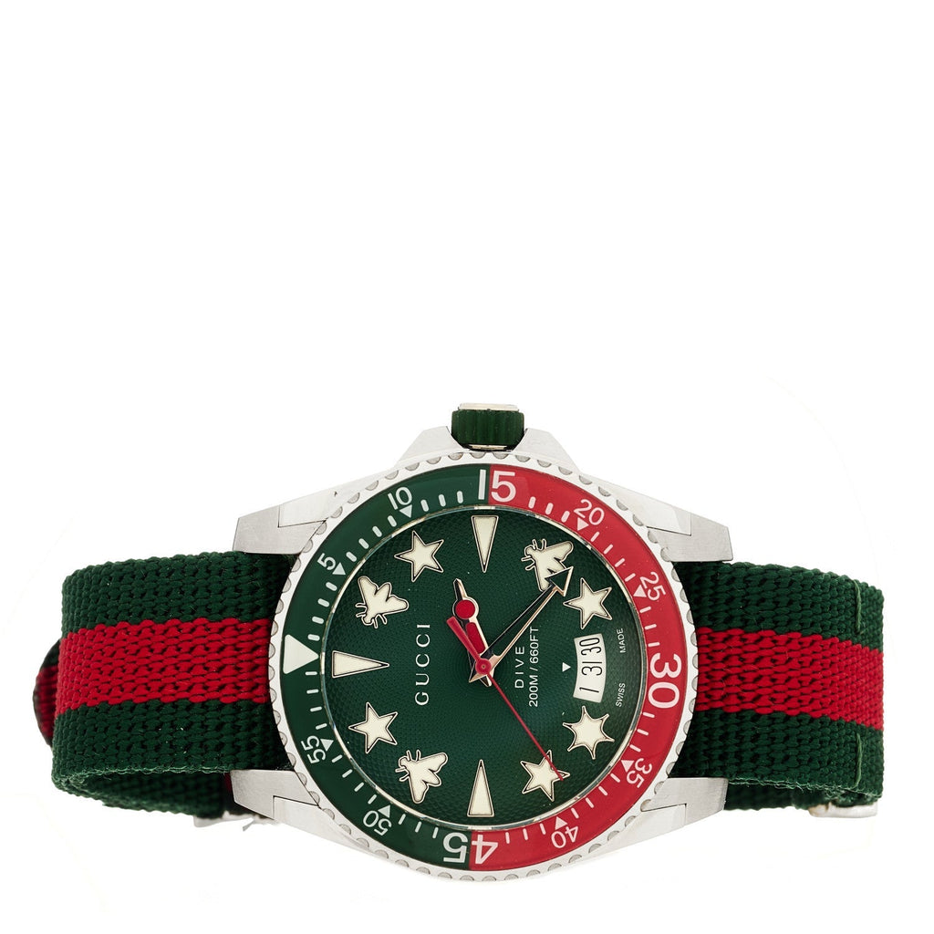 Stainless Steel Nylon 40mm Dive Quartz Watch Green