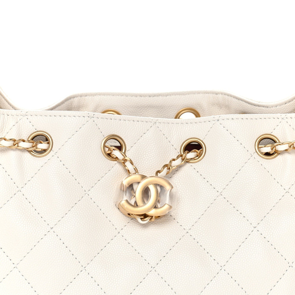Caviar Quilted Mini Chanel 25 Handbag White
