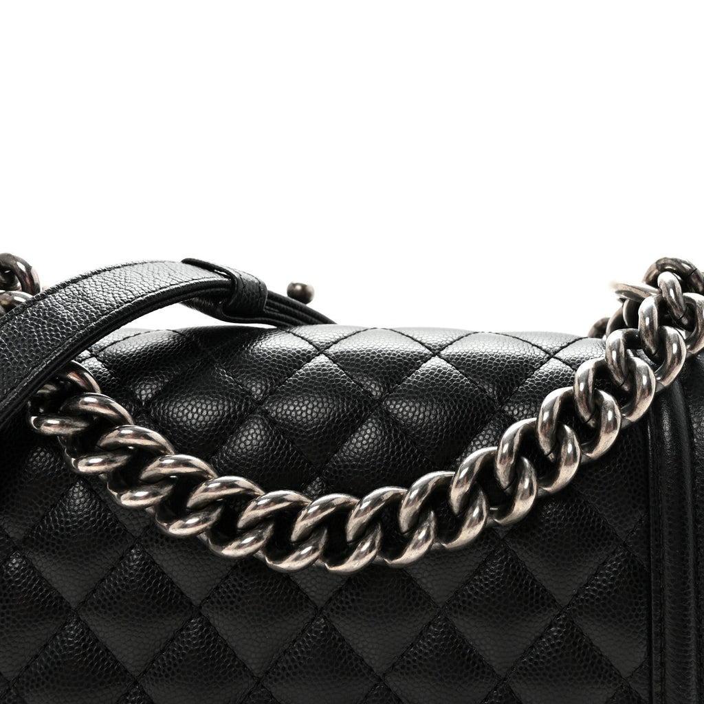 Caviar Quilted Small Boy Flap Black