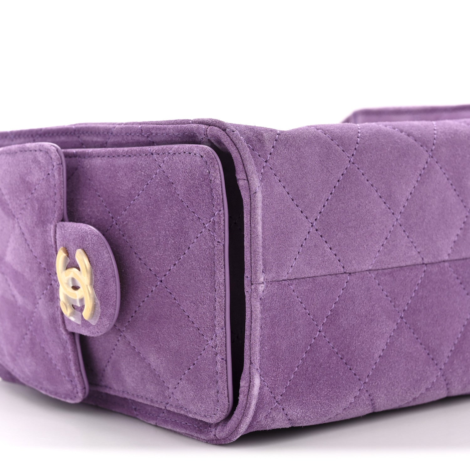 Suede Quilted Mini Chanel 25 Handbag Purple