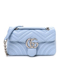 Lambskin Matelasse Small GG Marmont Shoulder Bag Light Blue