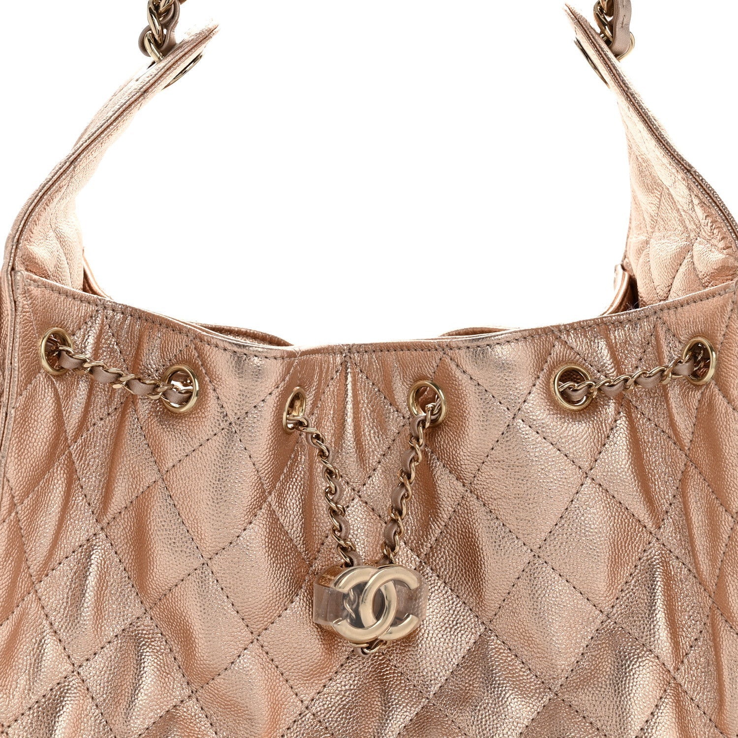 Metallic Caviar Quilted Small Chanel 25 Handbag Copper
