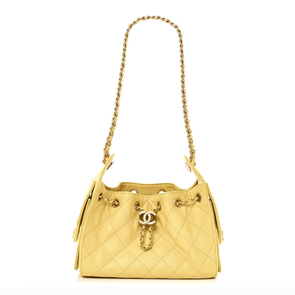 Caviar Quilted Mini Chanel 25 Handbag Yellow
