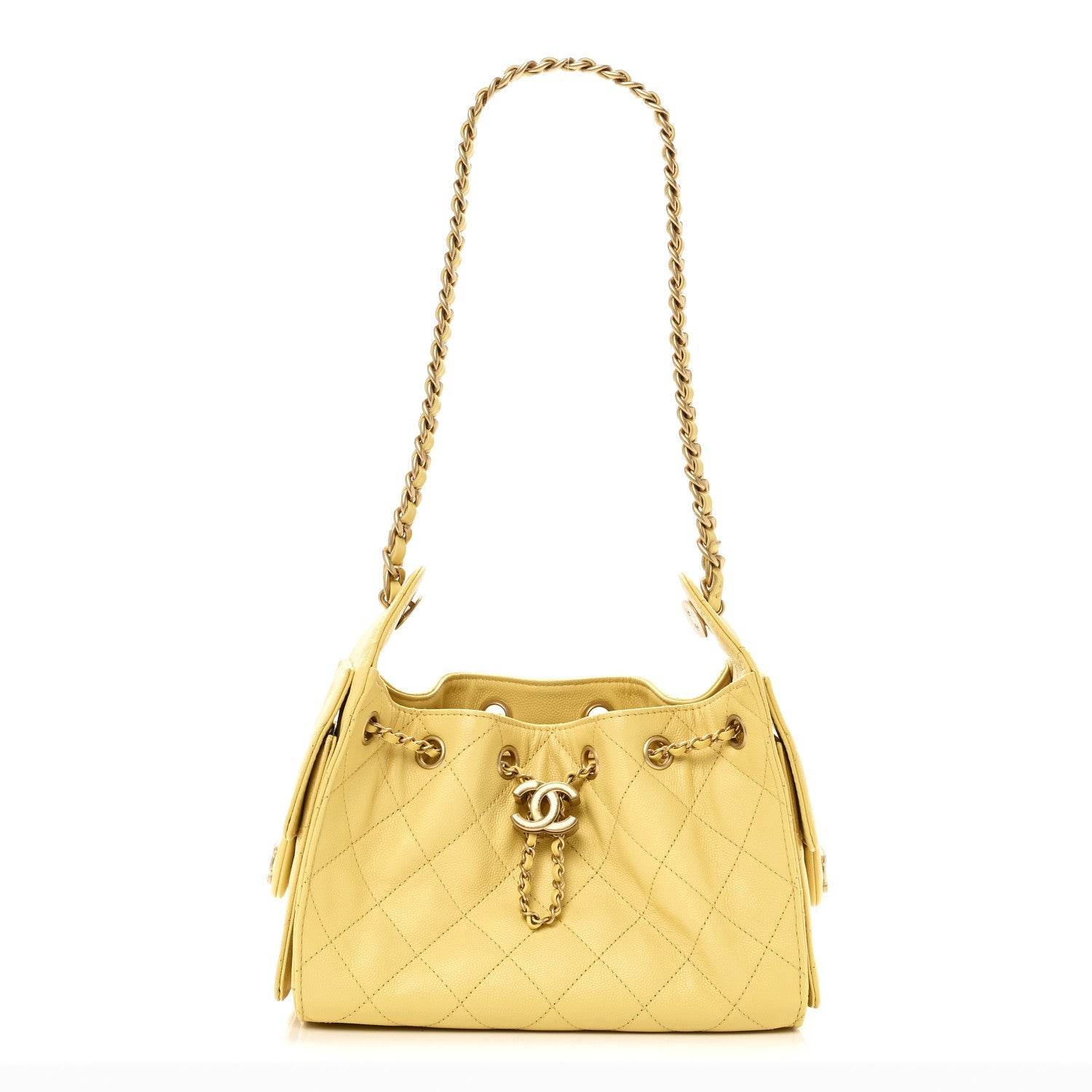 Caviar Quilted Mini Chanel 25 Handbag Yellow