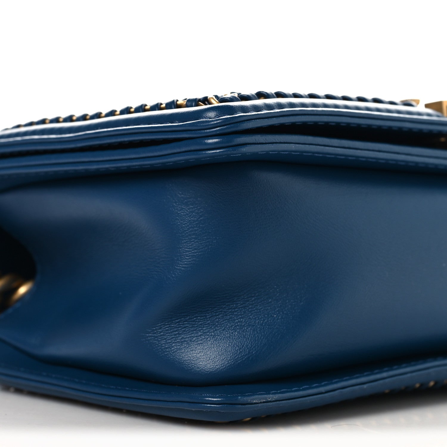 Calfskin Quilted Medium Boy Top Handle Flap Blue