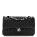 Caviar Quilted Medium Double Flap Black