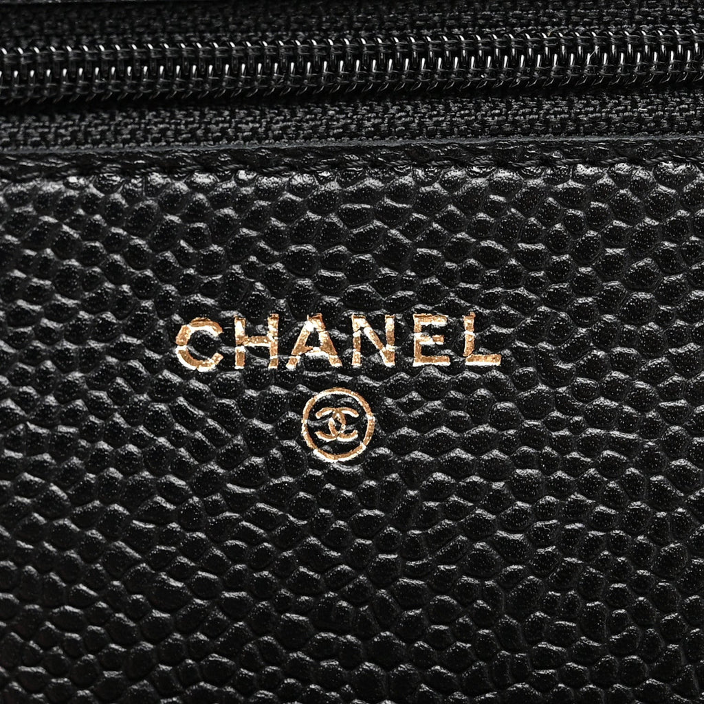 Caviar Quilted Wallet on Chain WOC Black