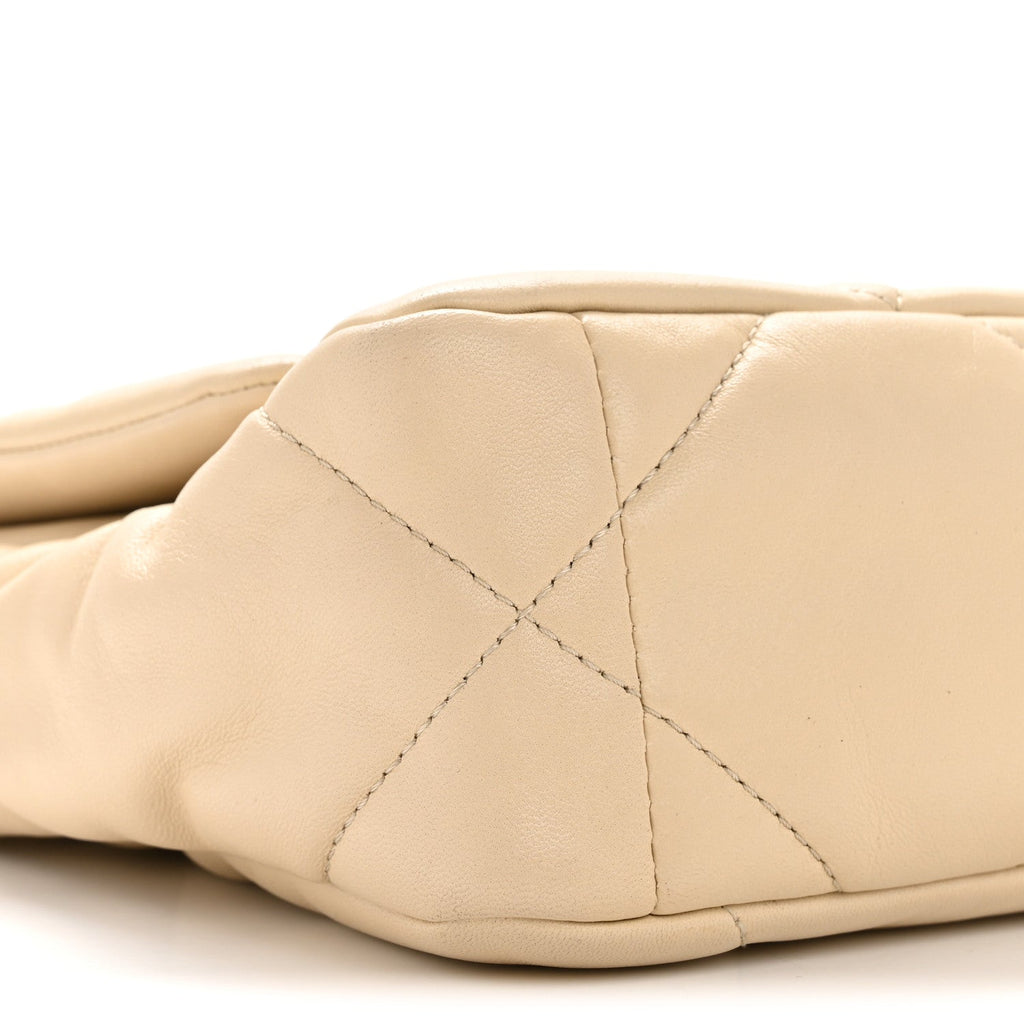 Lambskin Quilted Medium Chanel 19 Flap Beige