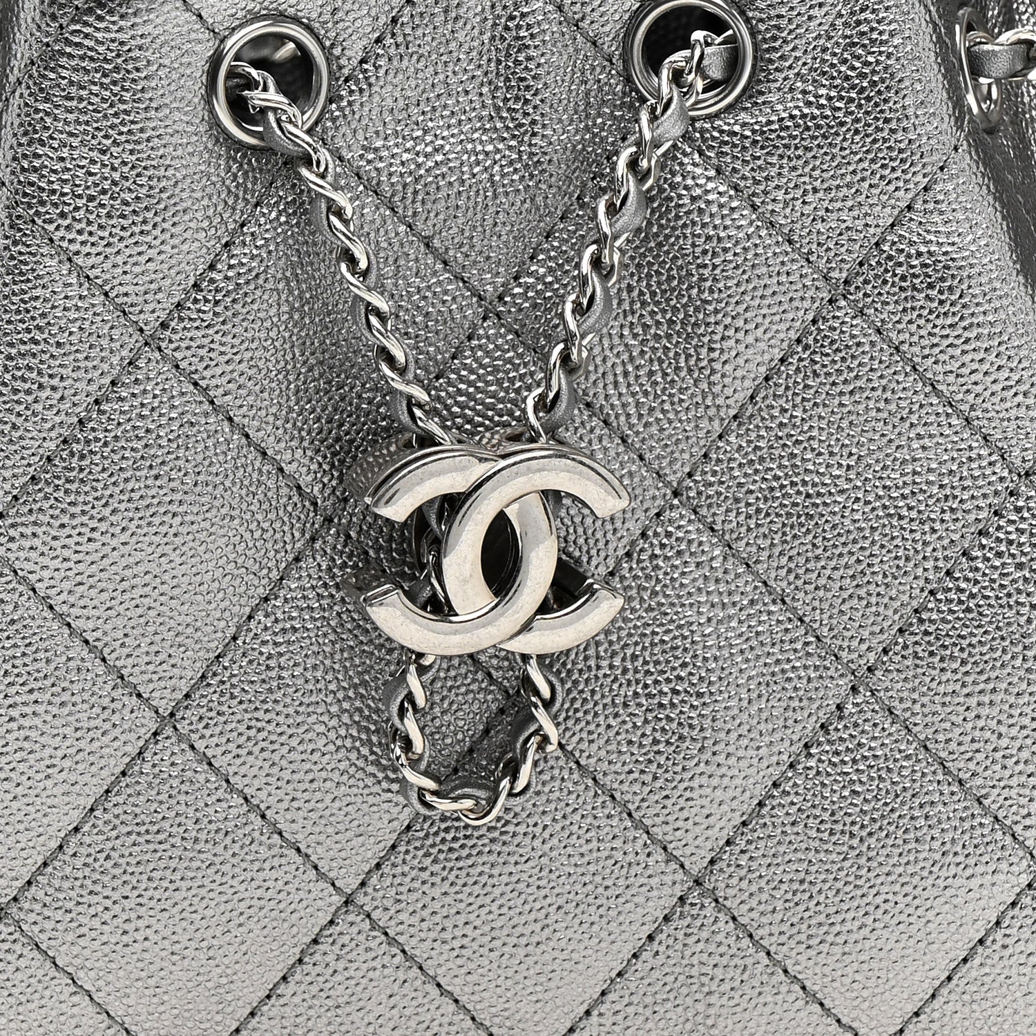 Metallic Caviar Quilted Mini Chanel 25 Handbag Anthracite