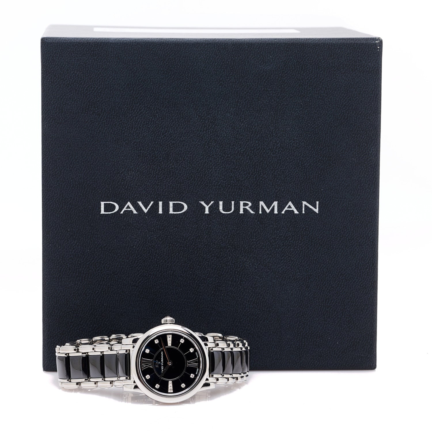 Stainless Steel Ceramic Diamond 30mm Classic Quartz Watch Black