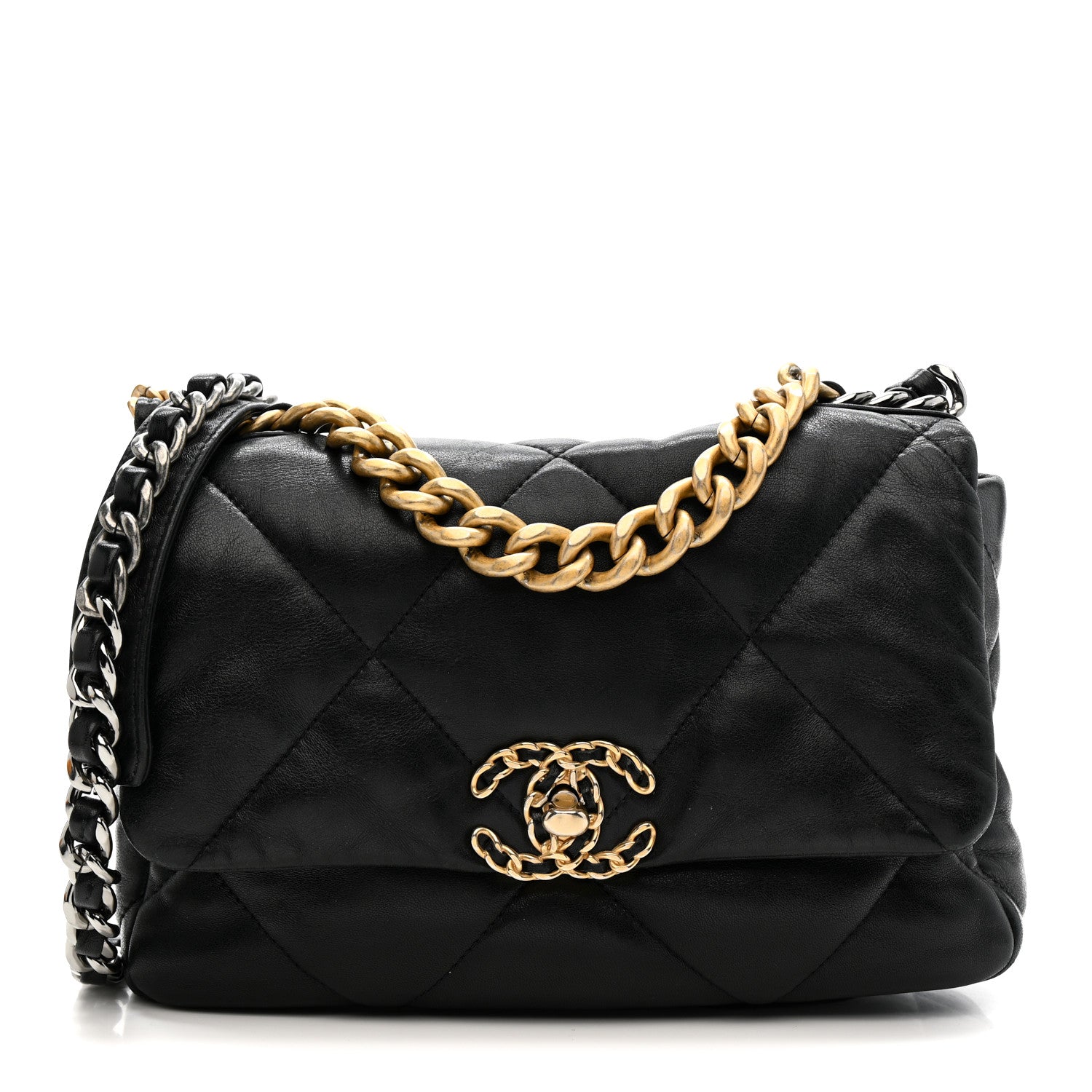 Lambskin Quilted Medium Chanel 19 Flap Black