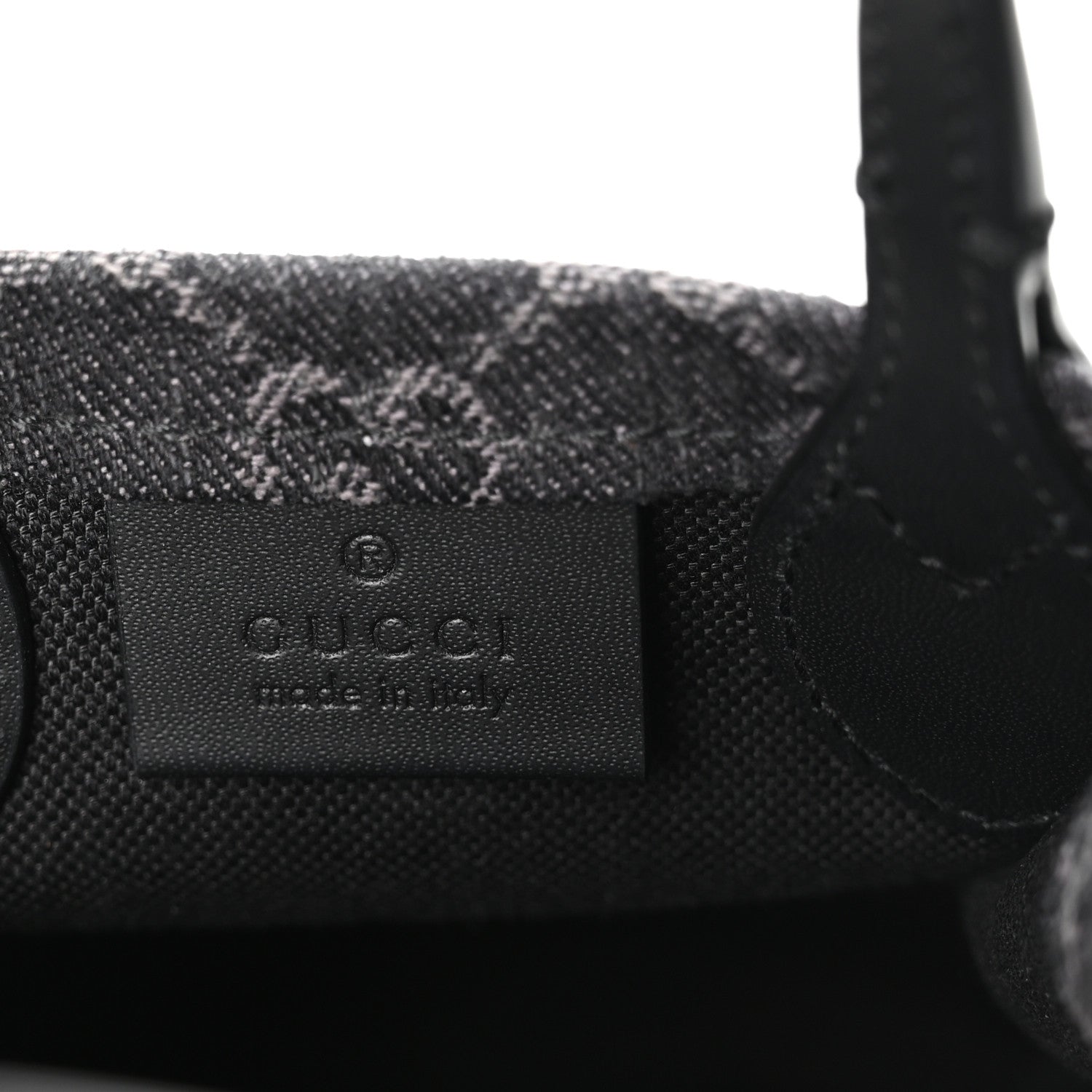 Denim GG Monogram Calfskin Mini Ophidia Tote Bag Black
