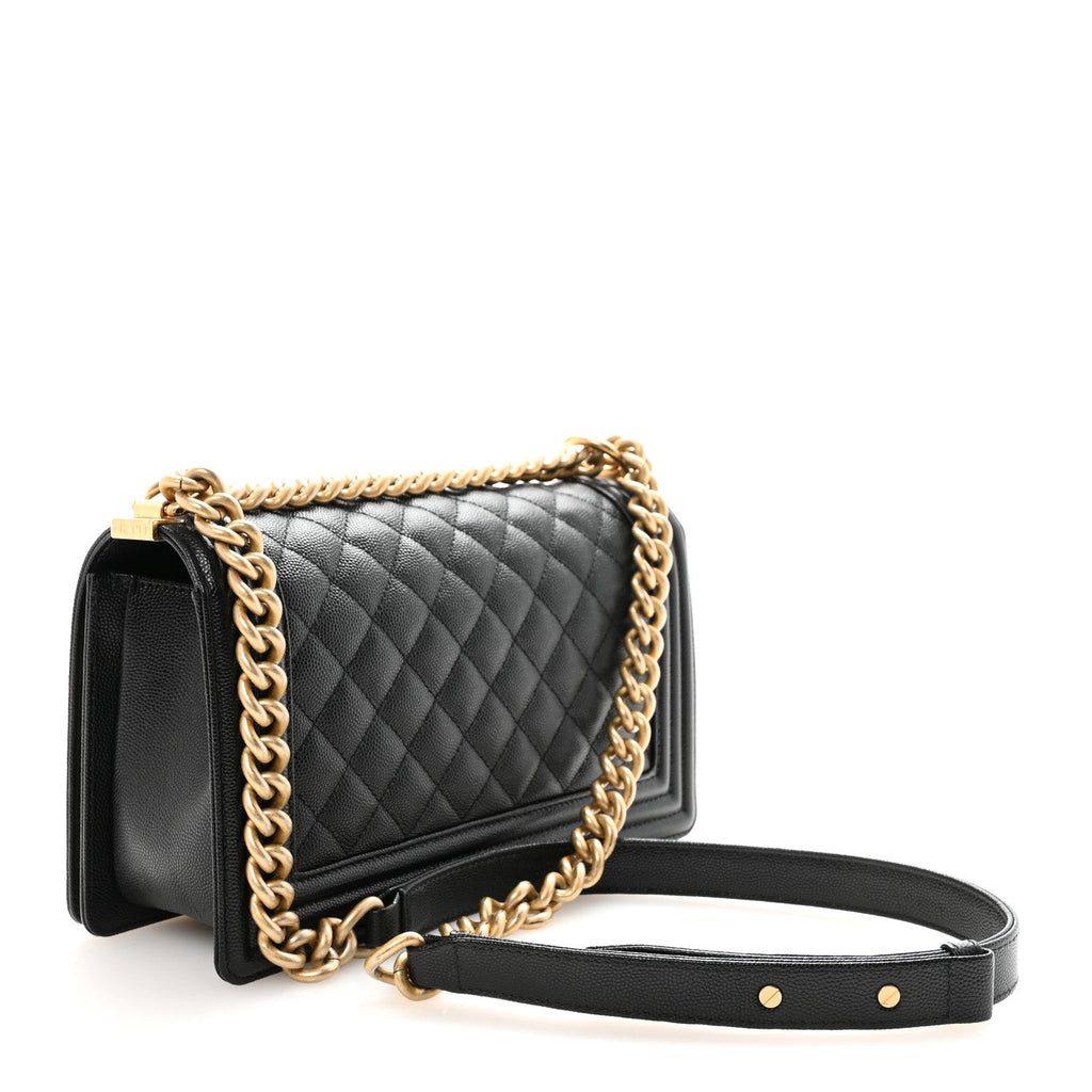 Caviar Quilted Medium Boy Flap Black