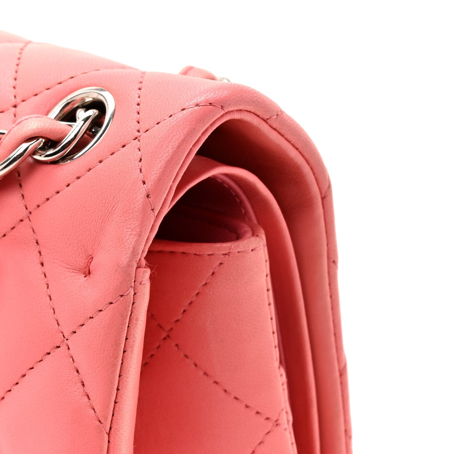 Lambskin Quilted Jumbo Double Flap Pink