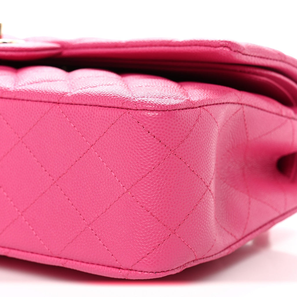 Caviar Quilted Medium Double Flap Dark Pink