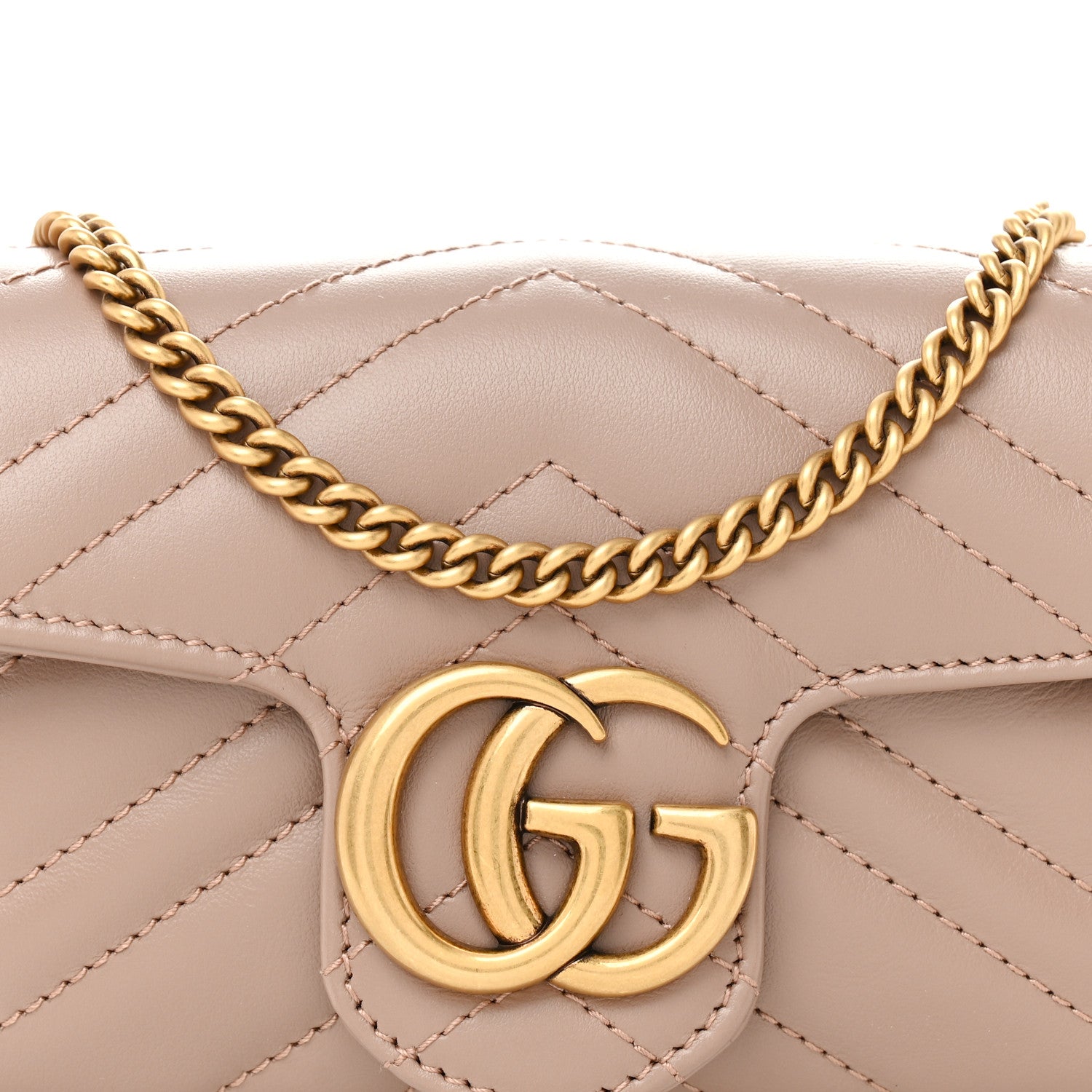Calfskin Matelasse Super Mini GG Marmont Shoulder Bag Porcelain Rose