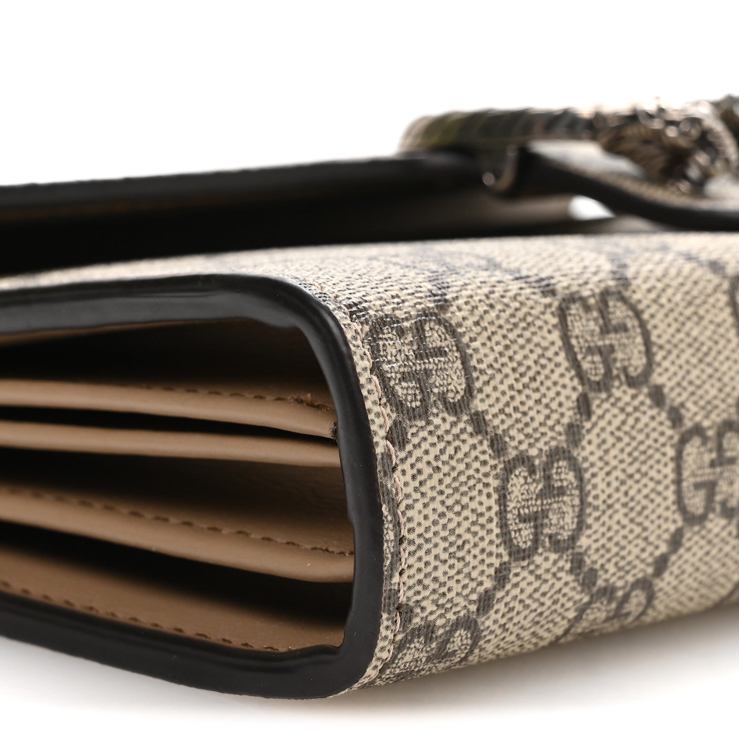GG Supreme Monogram Mini Dionysus Chain Wallet Beige Taupe