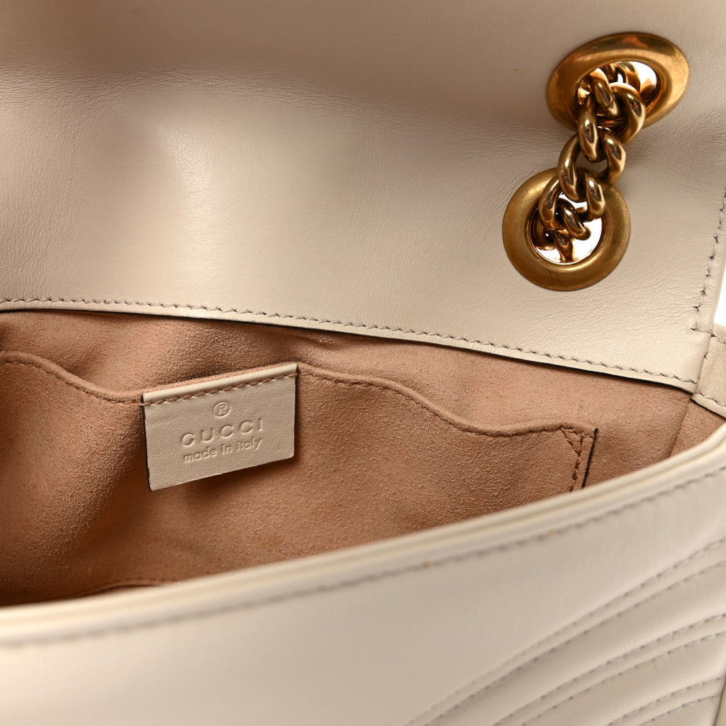 Calfskin Matelasse Mini GG Marmont Shoulder Bag White