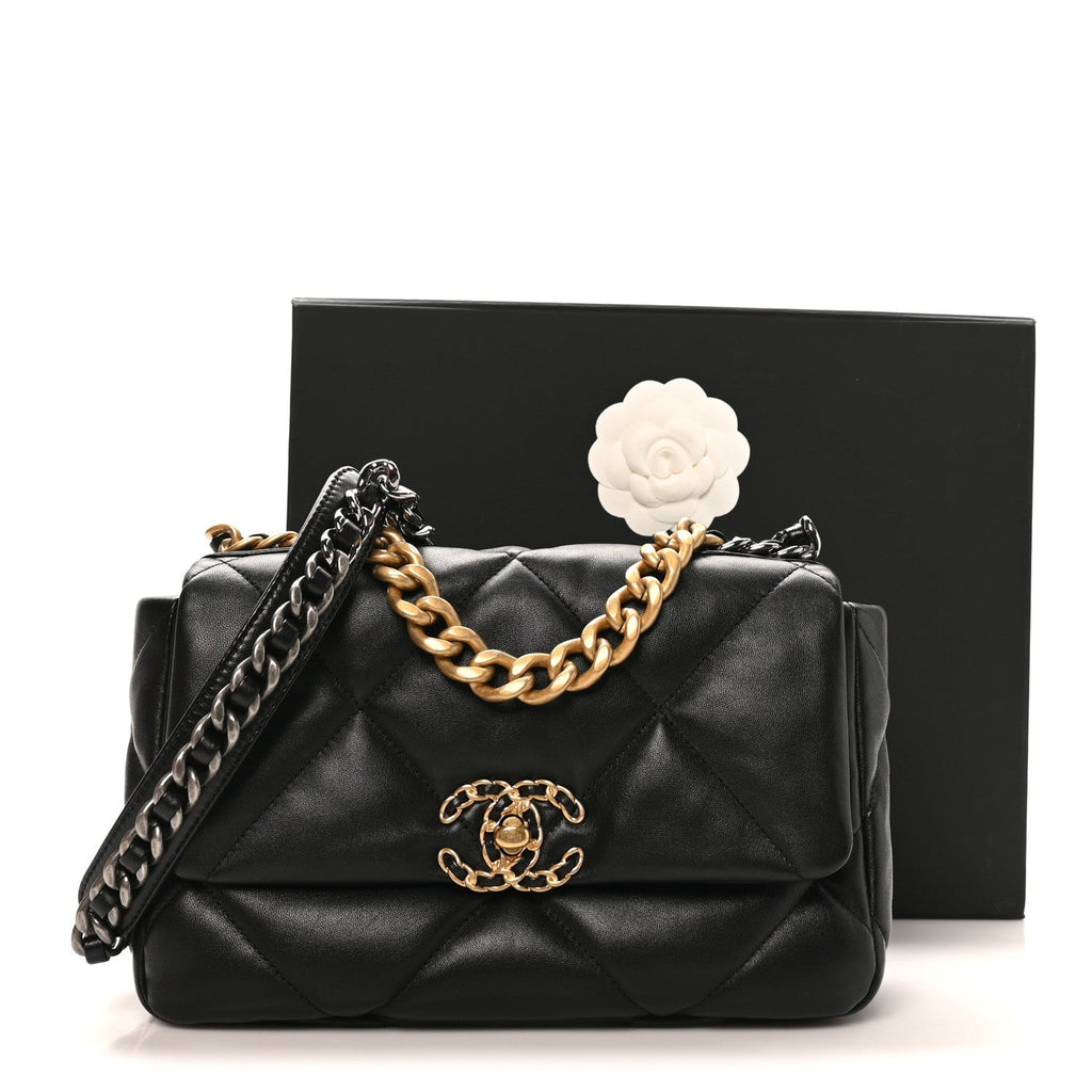 Lambskin Quilted Medium Chanel 19 Flap Black
