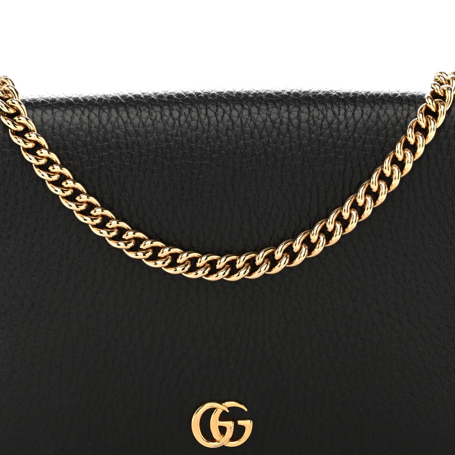 Dollar Calfskin Mini GG Marmont Chain Wallet Black