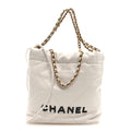 Shiny Calfskin Quilted Mini Chanel 22 White Black