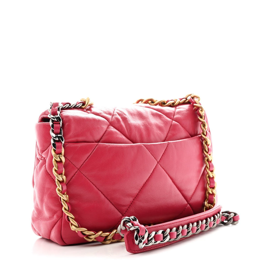 Lambskin Quilted Medium Chanel 19 Flap Dark Pink