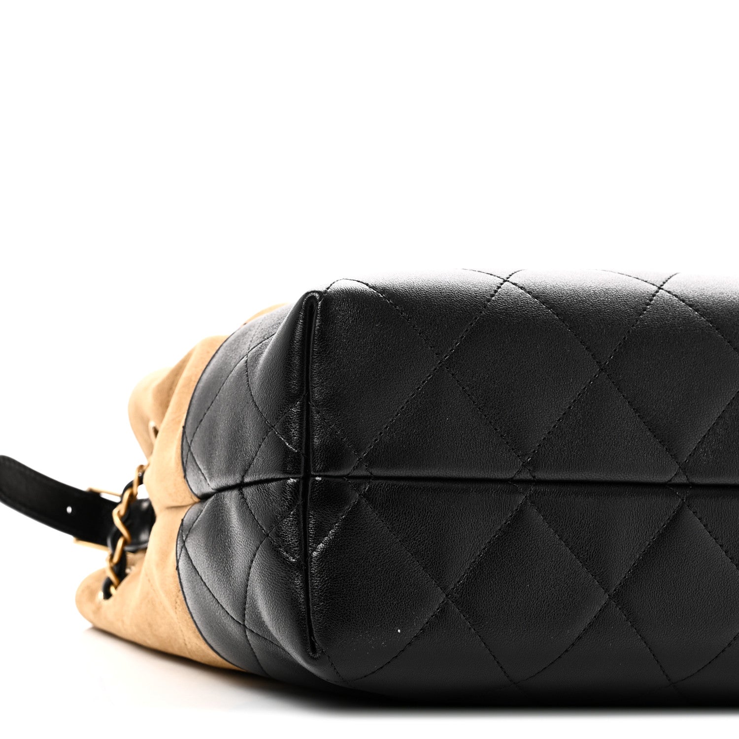 Suede Calfskin Shiny Lambskin Quilted Small Coco Base Shopping Bag Beige Black