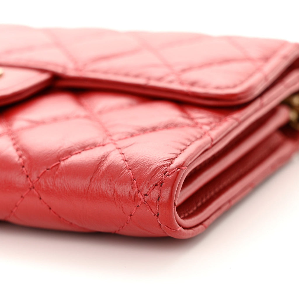 Aged Calfskin Quilted 2.55 Reissue Clutch With Chain Red
