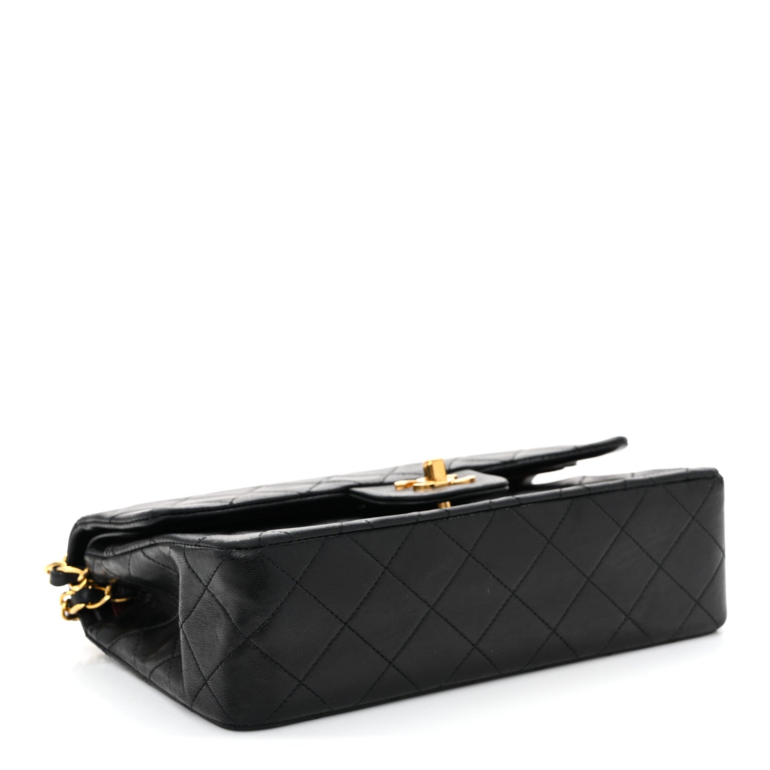 Lambskin Quilted Small Double Flap Black
