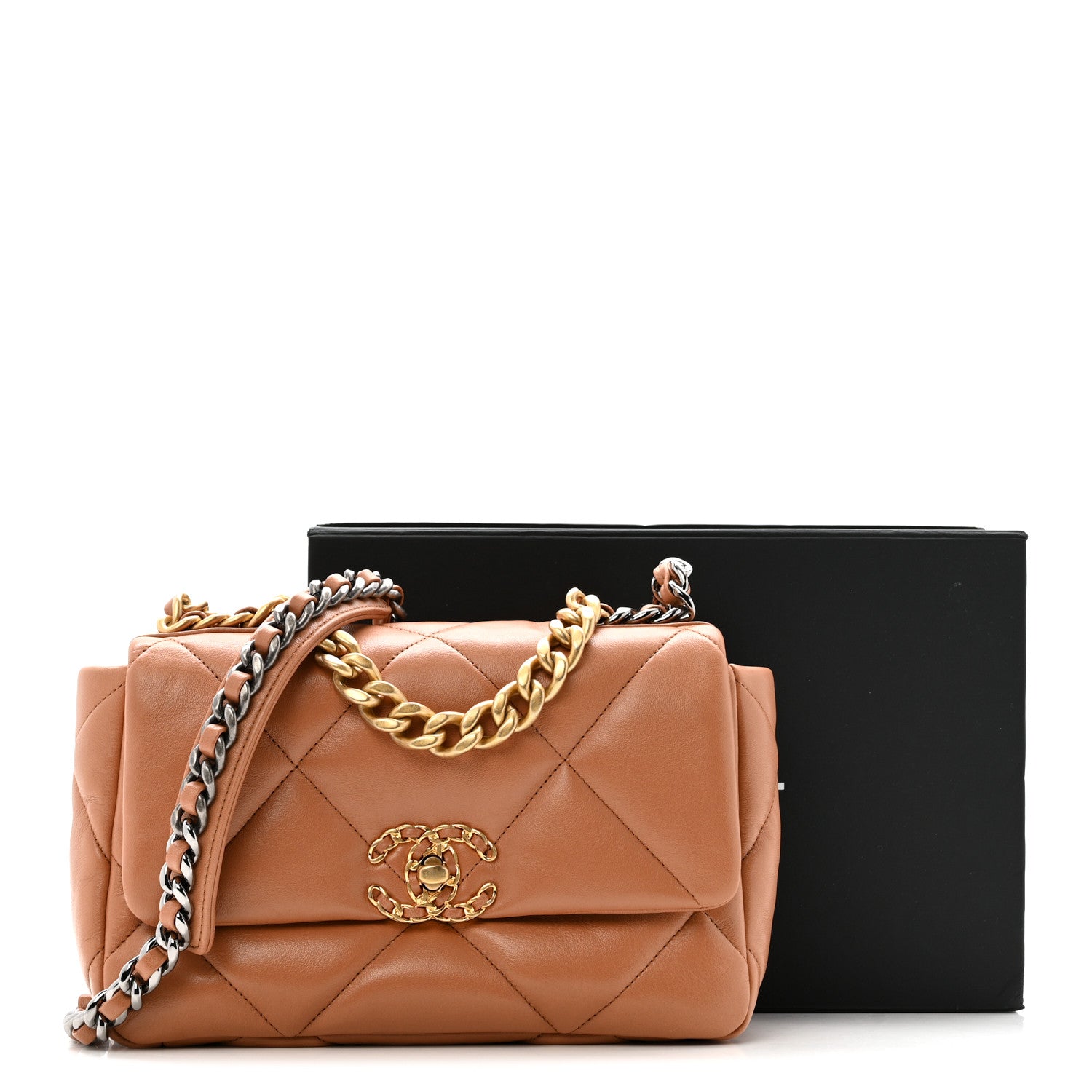 Lambskin Quilted Medium Chanel 19 Flap Brown