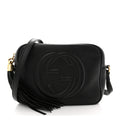 Pebbled Calfskin Small Soho Disco Bag Black