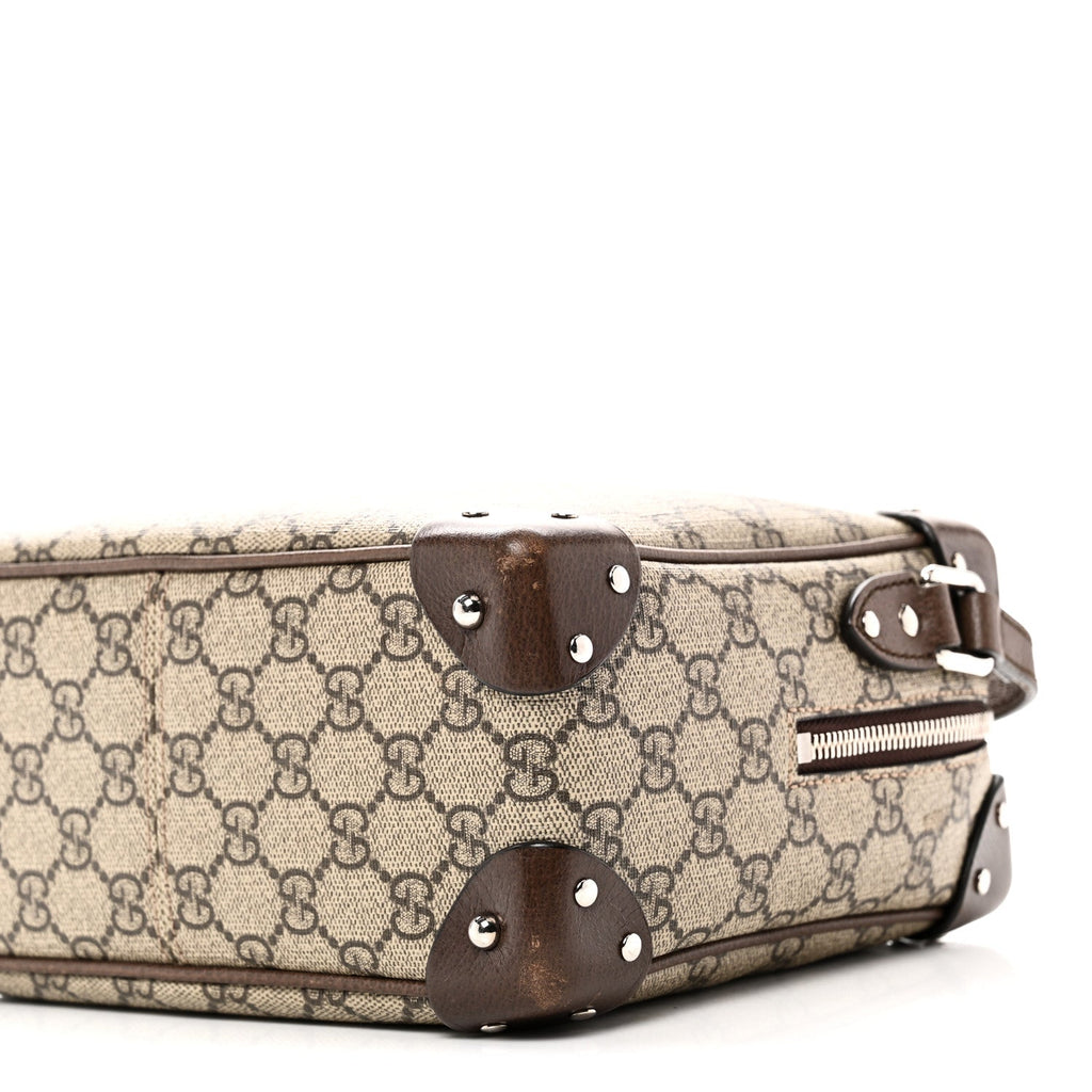 GG Supreme Monogram Textured Calfskin Square Messenger Bag Beige Ebony New Acero