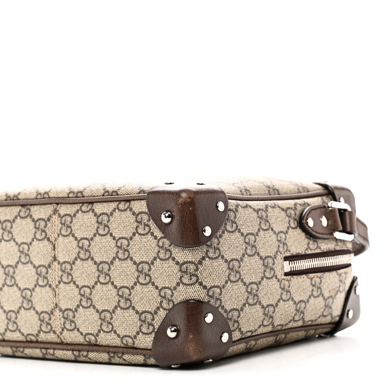 GG Supreme Monogram Textured Calfskin Square Messenger Bag Beige Ebony New Acero