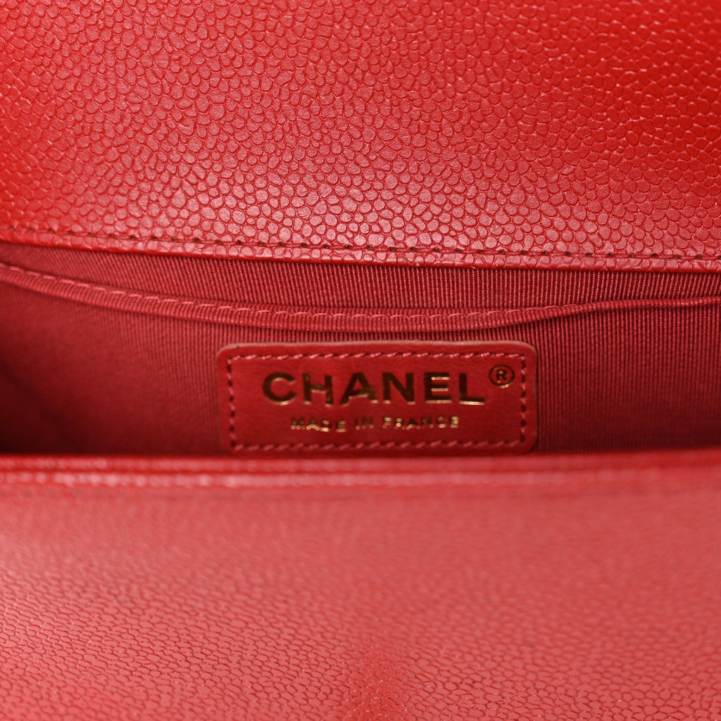Caviar Quilted Small Boy Flap Red