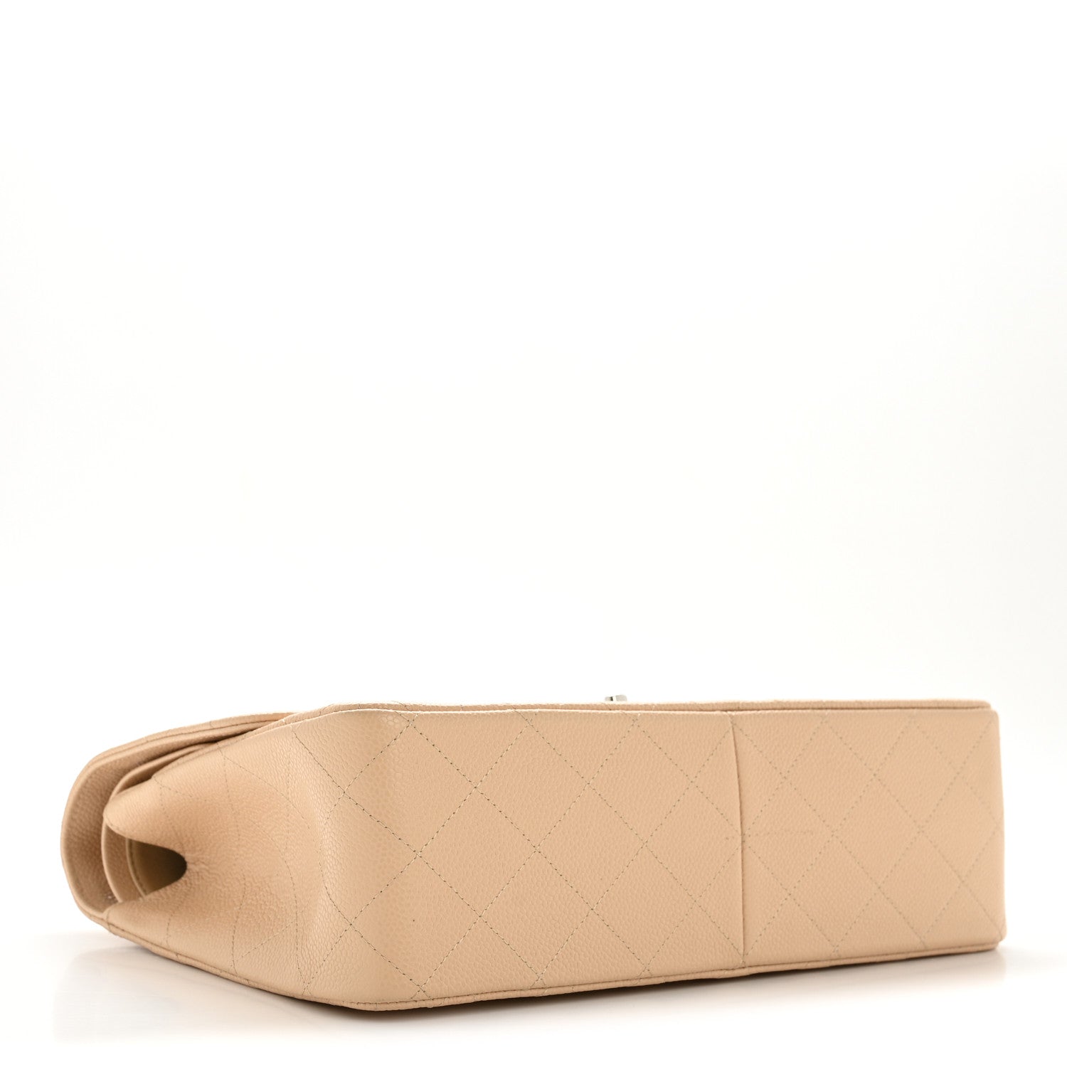 Caviar Quilted Jumbo Double Flap Beige Clair