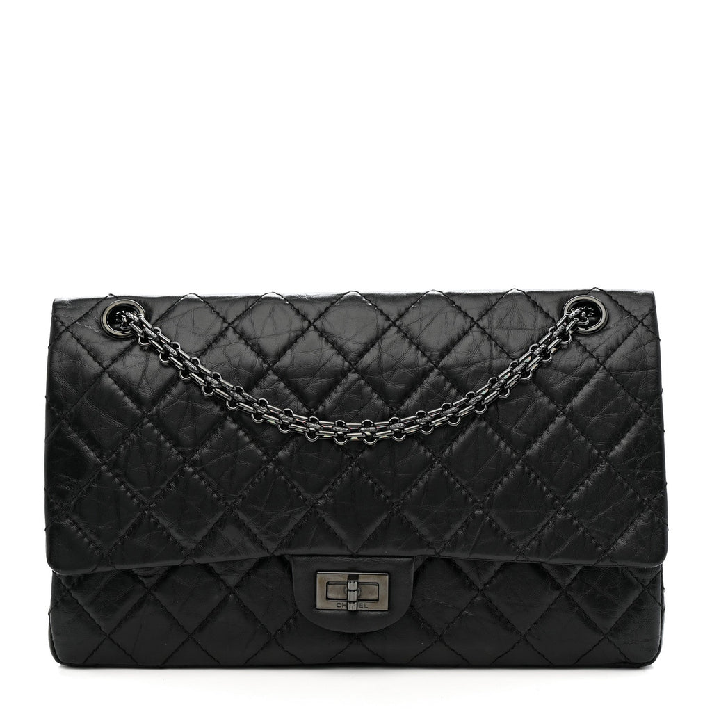 Aged Calfskin Quilted 2.55 Reissue 226 Flap So Black