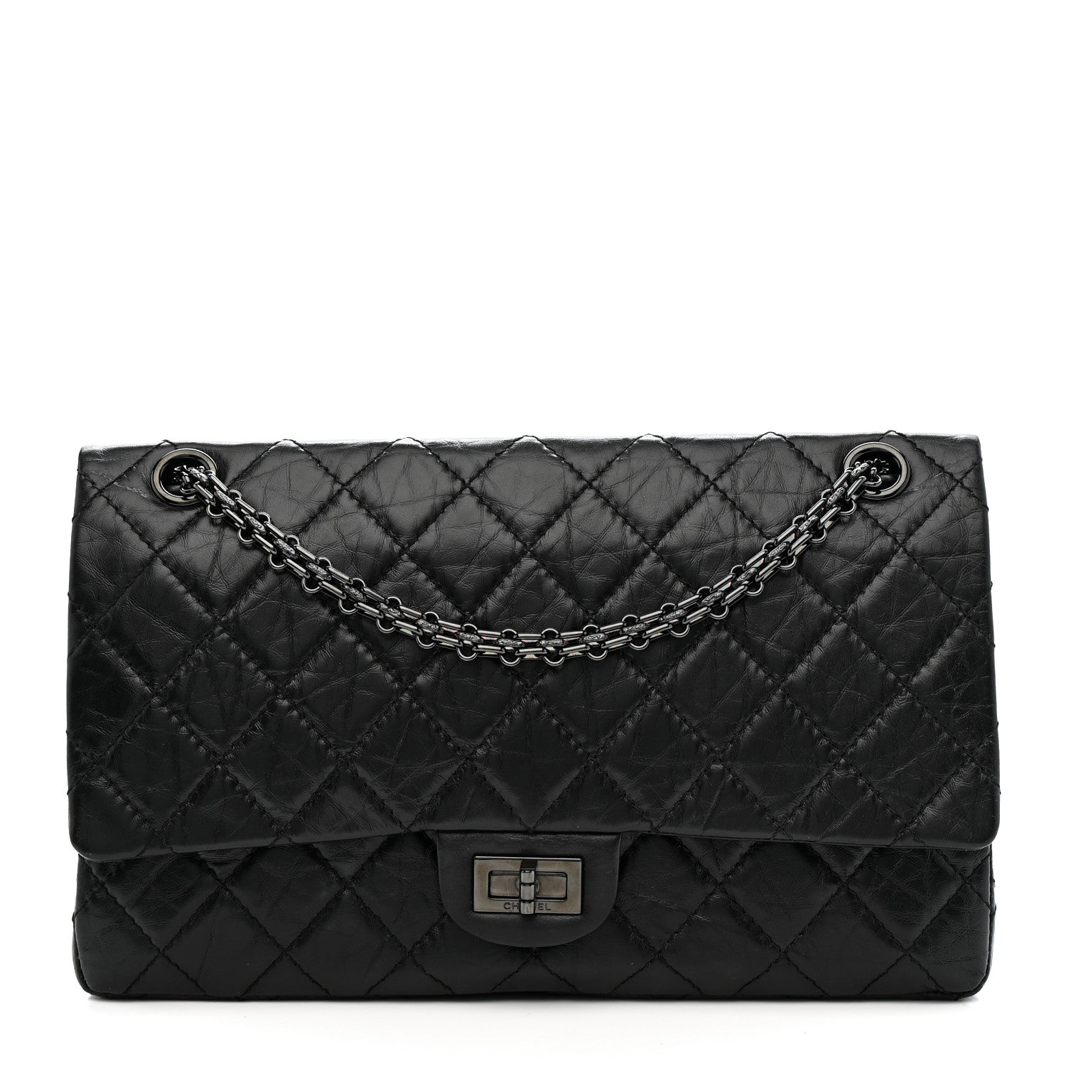 Aged Calfskin Quilted 2.55 Reissue 226 Flap So Black