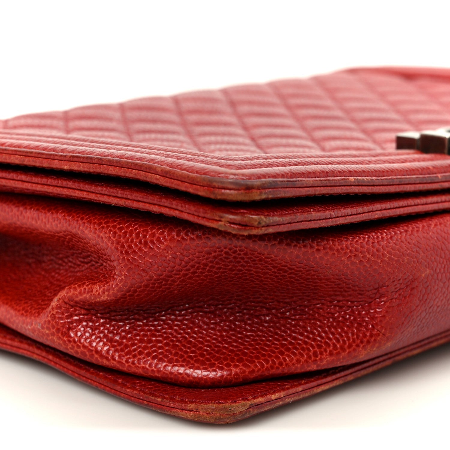 Caviar Quilted New Medium Boy Flap Dark Red