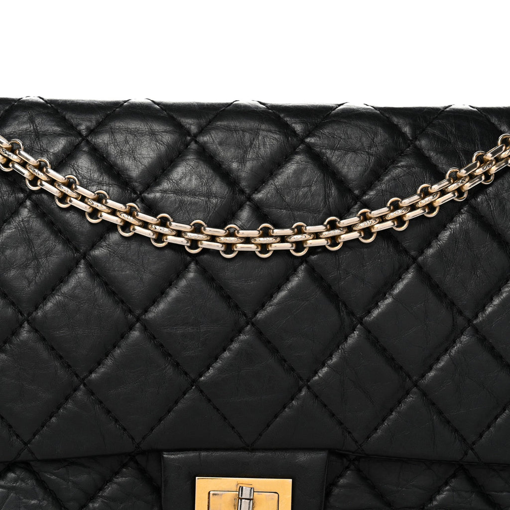 Aged Calfskin Quilted 2.55 Reissue 226 Flap Black