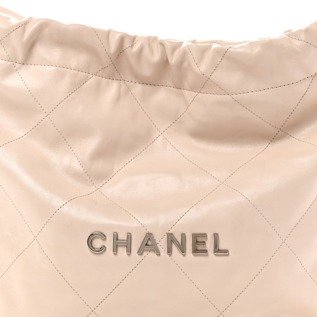 Shiny Calfskin Quilted Small Chanel 22 Ecru