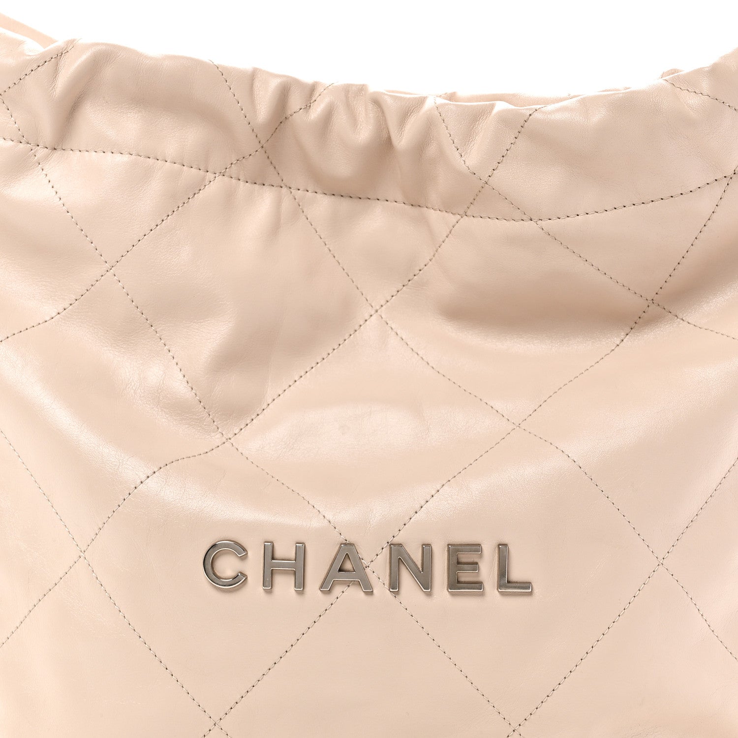 Shiny Calfskin Quilted Small Chanel 22 Ecru