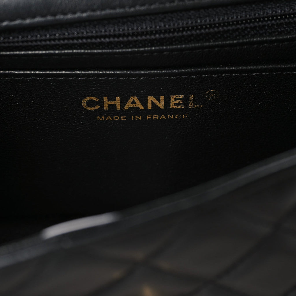 Lambskin Quilted Mini Rectangular Flap Black