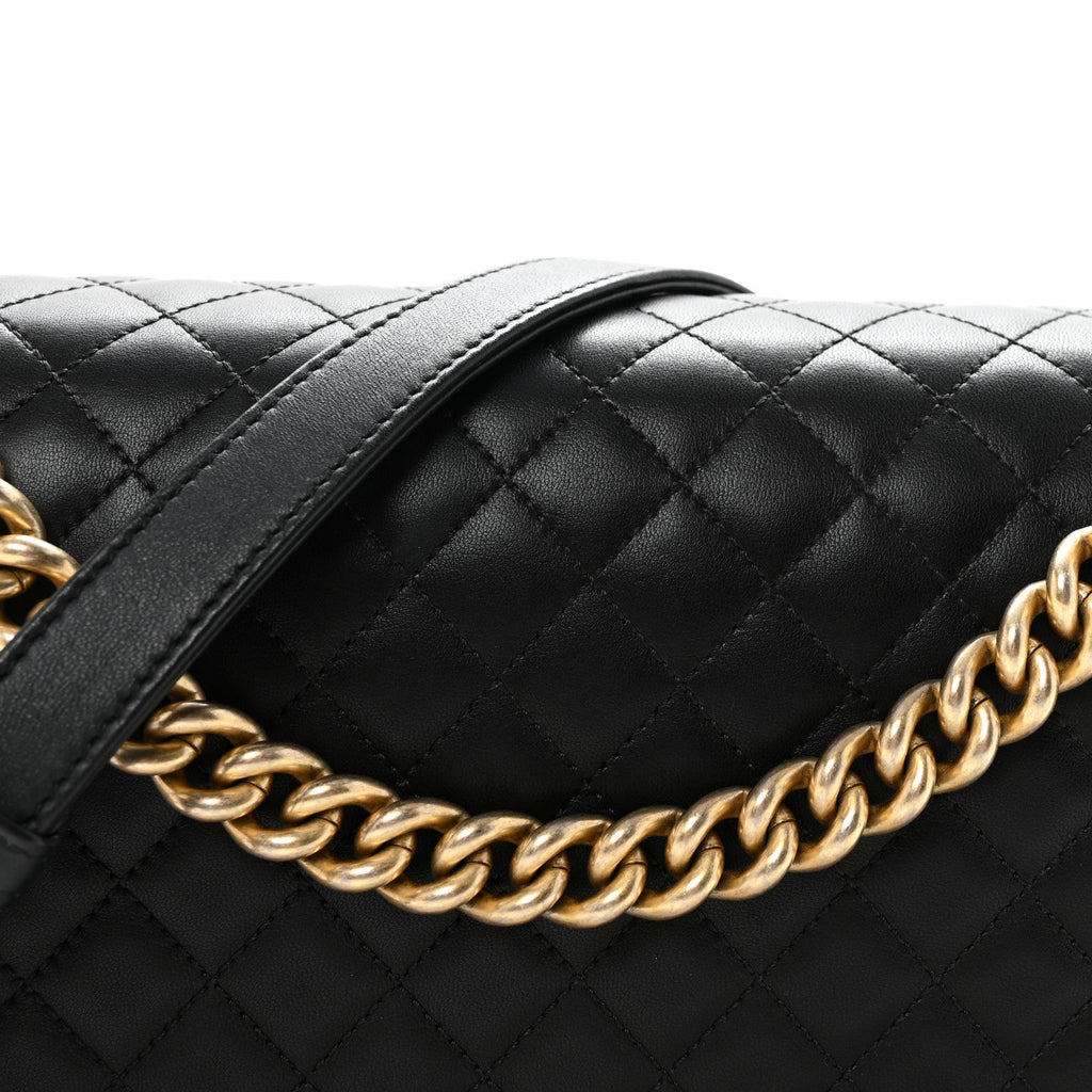 Lambskin Quilted New Medium Boy Flap Black