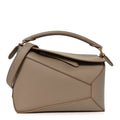 Grained Calfskin Small Puzzle Edge Bag Sand