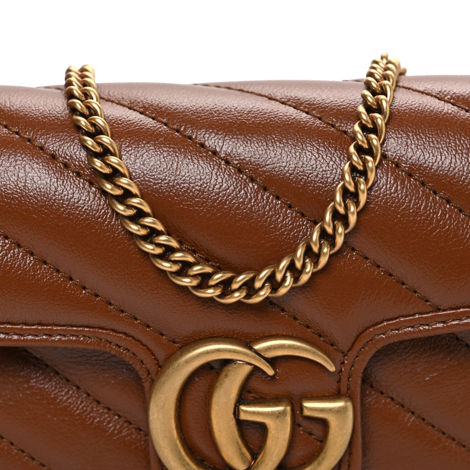 Azalea Calfskin Matelasse Diagonal Super Mini GG Marmont Shoulder Bag Cuir