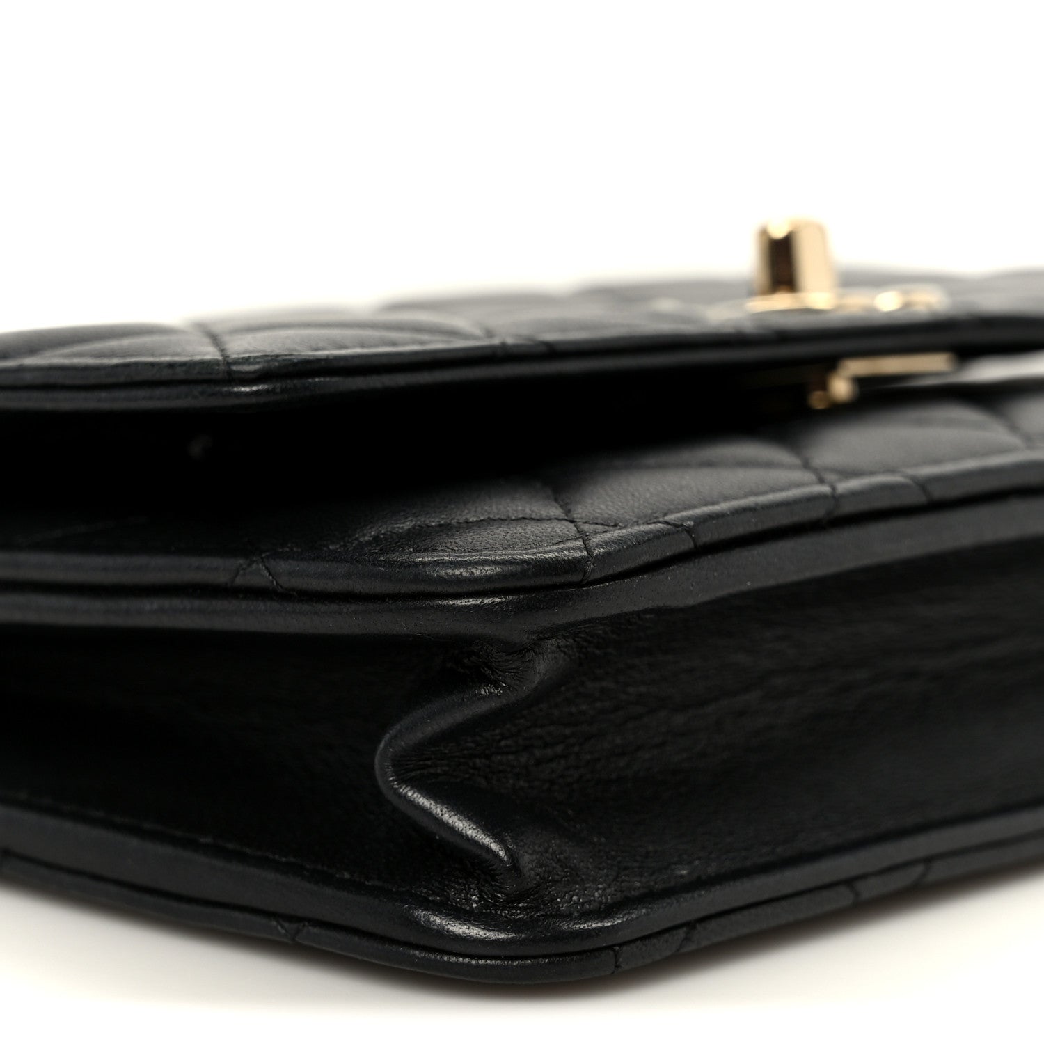 Lambskin Quilted Trendy CC Wallet On Chain WOC Black