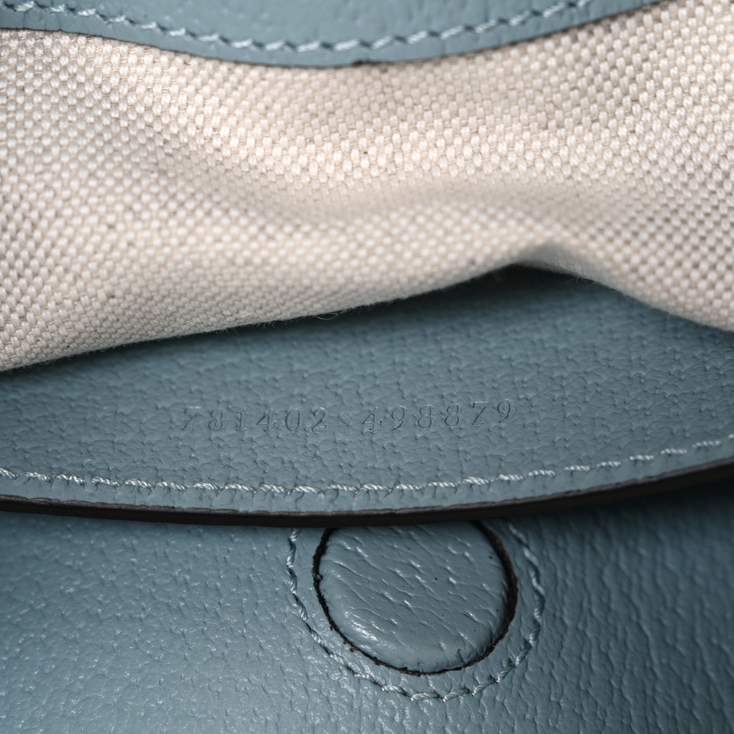 GG Supreme Monogram Textured Dollar Calfskin Web Small Ophidia Bucket Shoulder Bag Dusty Blue
